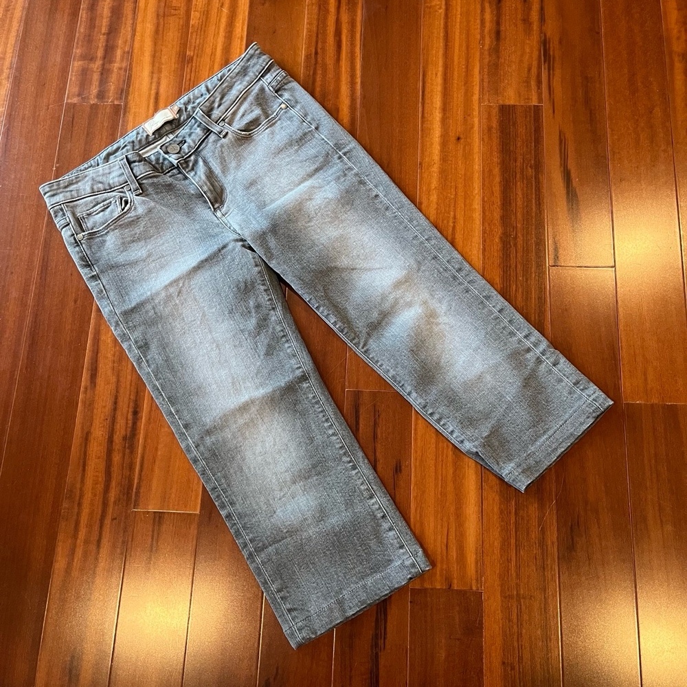 Vintage Paige Hollywood Hills Gray Capri Jeans Denim Crop Straight Leg Size 29